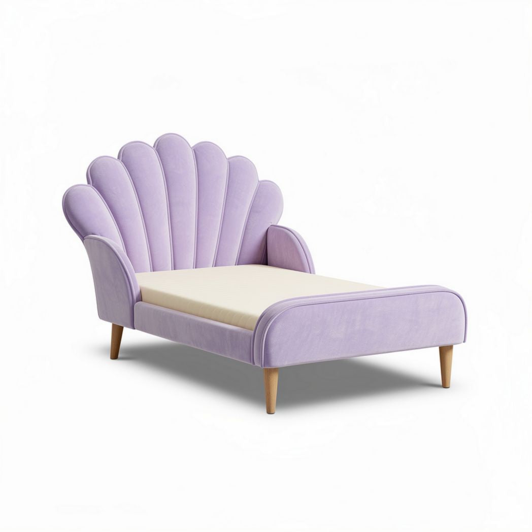 Divano lettino in tessuto viola 120 x 70 x 80 cm con forma a conchiglia