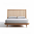 Letto matrimoniale in legno di acacia con testata a listelli 200 x 160 x 90cm