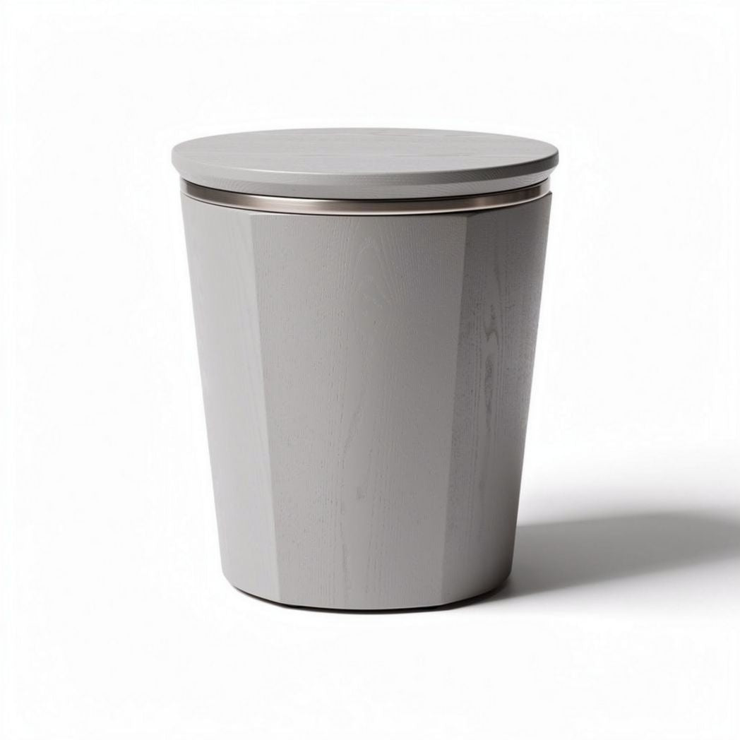 Contenitore in plastica grigia con coperchio rotondo 20 x 20 x 25cm