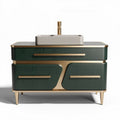 Mobile da bagno verde con lavabo in ceramica e finitura dorata 80 x 45 x 80cm