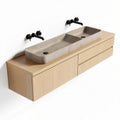 Mobile bagno in legno con lavabo in cemento 120 x 45 x 15cm senza rubinetti