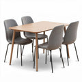 Tavolo in legno con sedie imbottite grigie misura 120 x 80 x 75cm