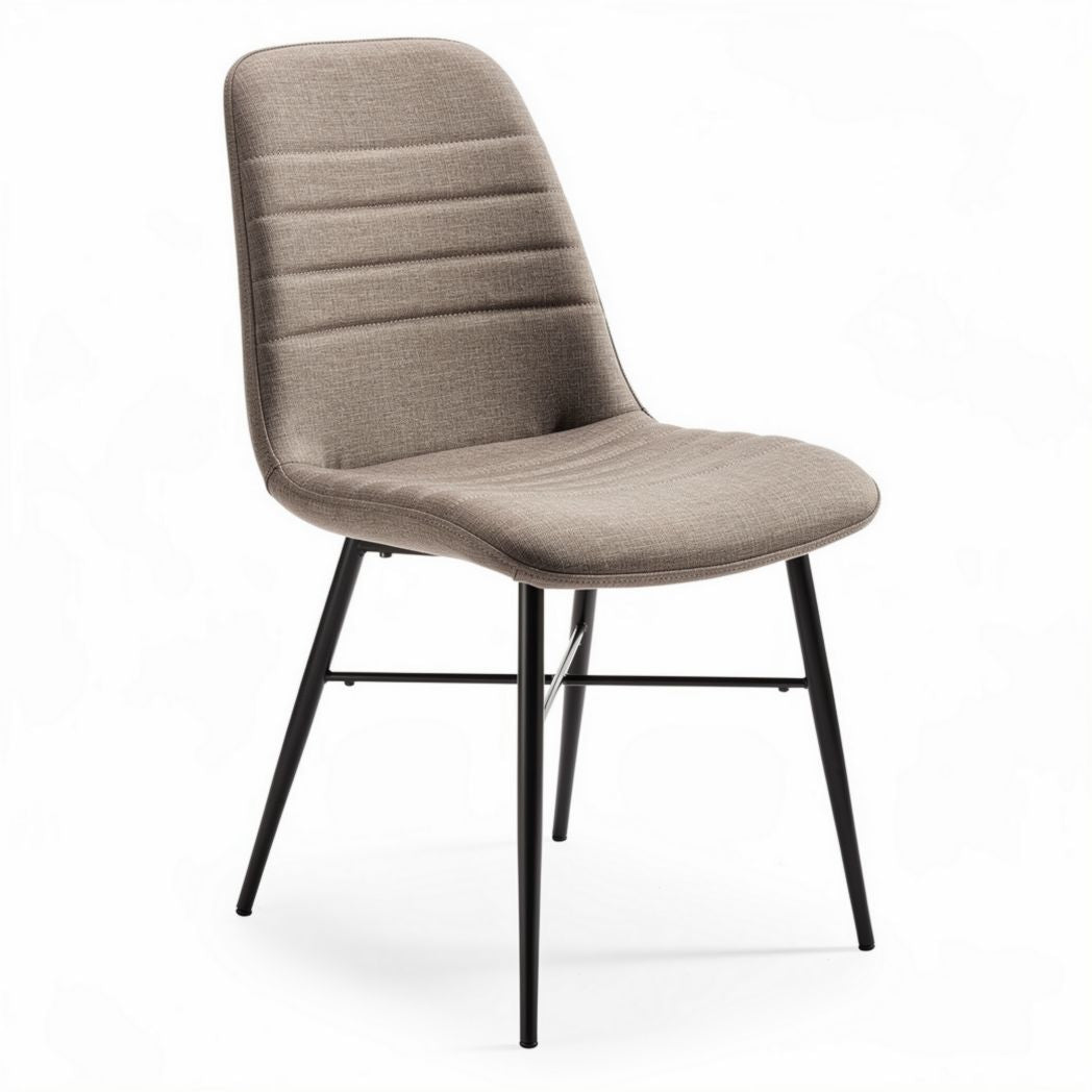 Sedia moderna in tessuto beige con struttura in metallo nero 45 x 45 x 85cm