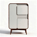 Mobiletto moderno bianco con struttura in legno 90 x 60 x 40cm