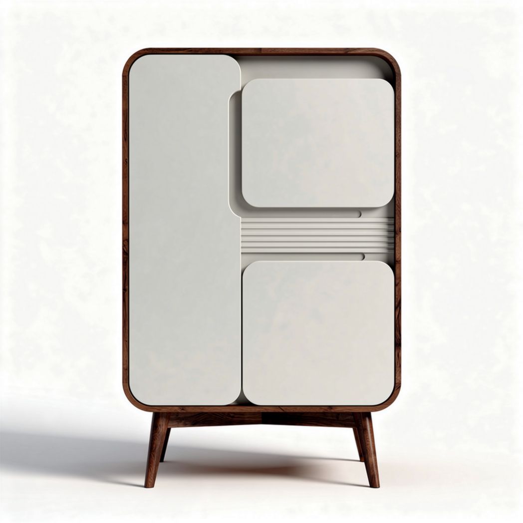 Mobiletto moderno bianco con struttura in legno 90 x 60 x 40cm