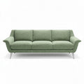 Divano a tre posti in tessuto verde con struttura in metallo 200 x 85 x 75cm